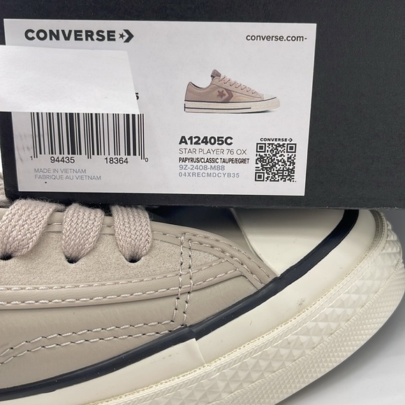 Converse WMNS STAR PLAYER 76 OX
PAPYRUS/CLASSIC TAUPE/EGRET A12405C Leather Snkr - Picture 16 of 16